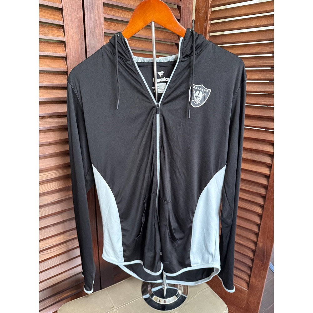 Fanatics Las Vegas Raiders Full Zip Hoodie Black Silver Mens XL Jacket NFL